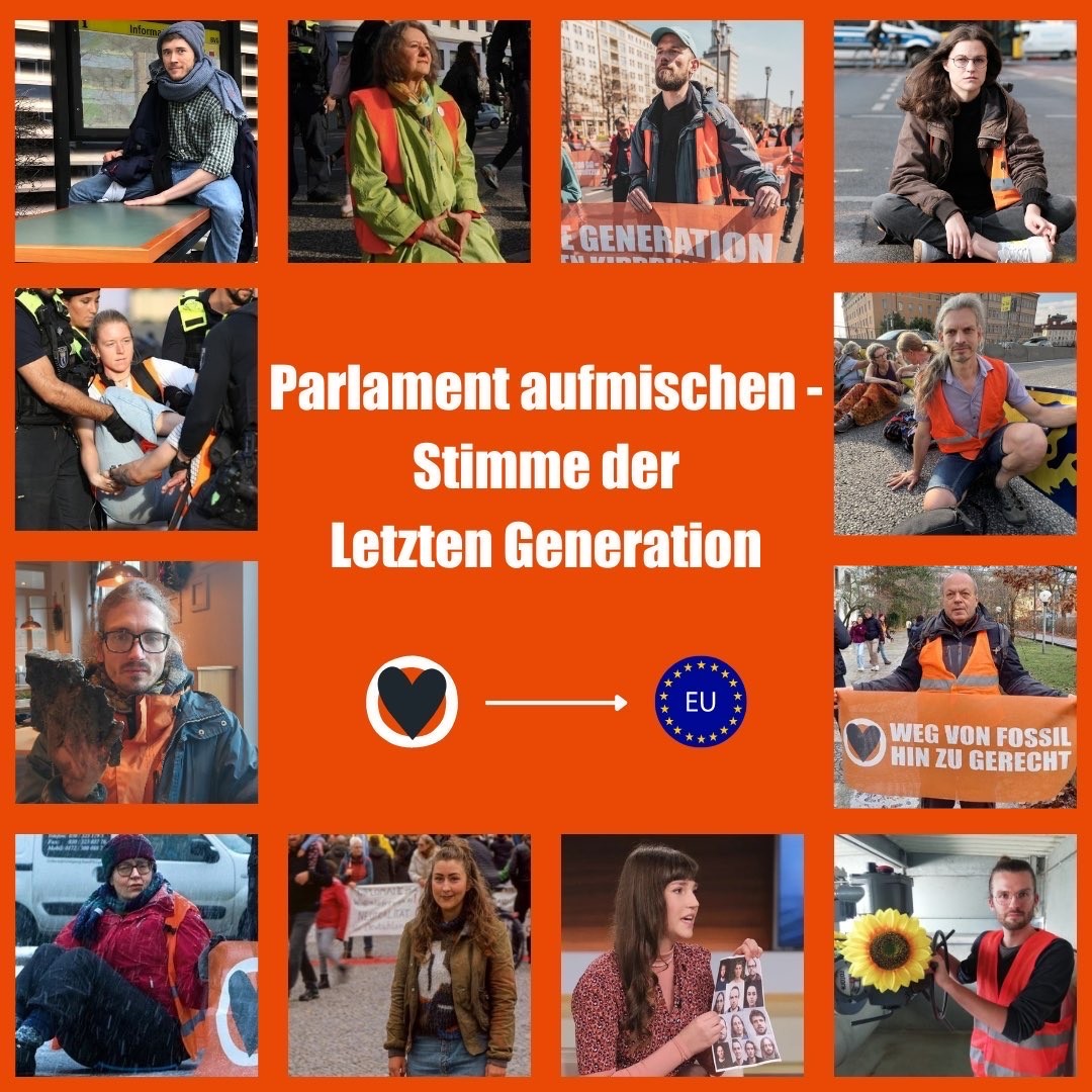 Portraits der Kandidat*innen zur Europawahl. 

Parlament aufmischen - Stimme der Letzten Generation.