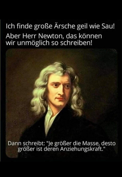 Ein Bild das einen jungen Isaac Newton darstellen soll.
Oben steht:
